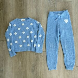 Butter Super Soft Kids Girls Matching Set 4T Blue White Fleece Ultra Soft Cozy